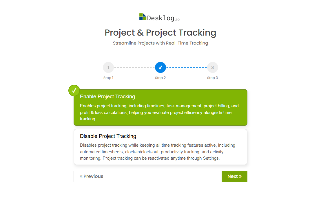 Desklog Project Tracking