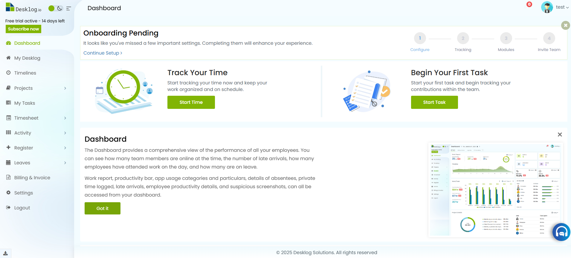 Desklog Dashboard