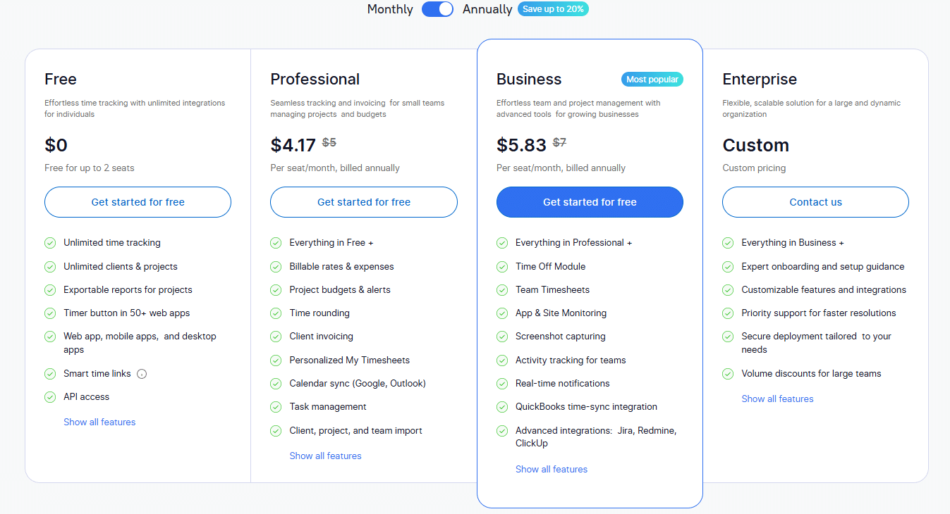 TMetric Pricing