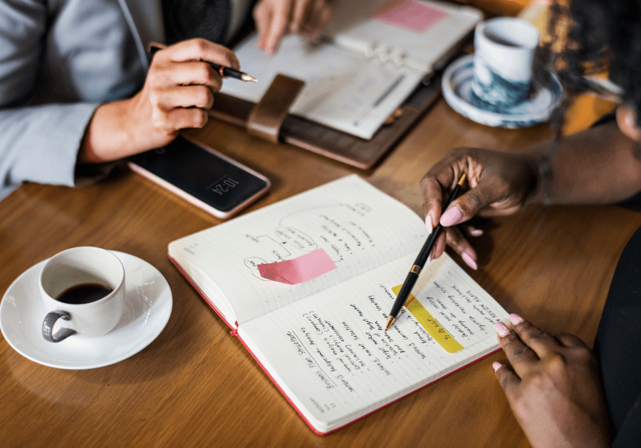 Person reviewing documents