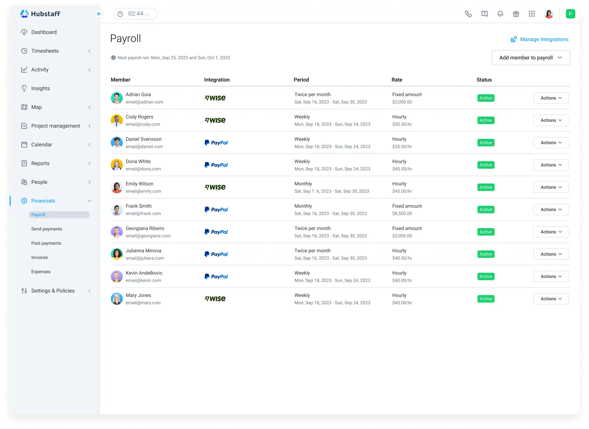 Hubstaff Payroll Interface