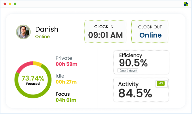 interface showing employees clocking in and out for accurate daily work-hour tracking